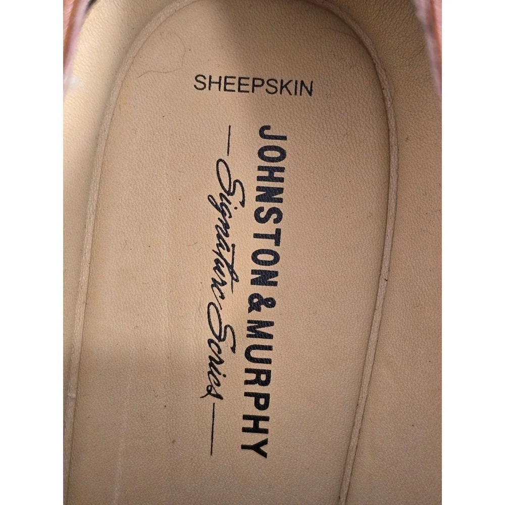 Johnston & Murphy McGrath Mens Italian Calfskin Leather Saddle Brown Oxfords NEW